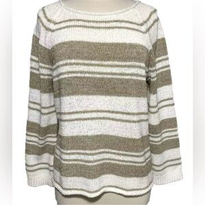 Loft Lightweight Loose Knit Striped Roll Neck Sweater -Size Large